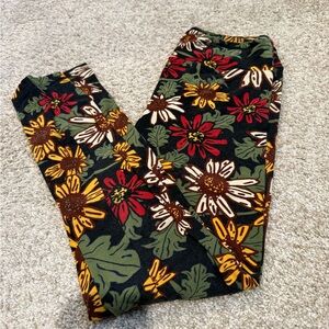 LuLaRoe Sunflower Print Leggings - Red, Yellow, Green